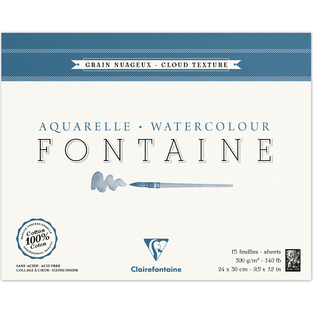 Clairefontaine Fontaine Akvarellblock Cloud Texture 24x30 cm 300g | Papper & Block - Konstnärsblock - Akvarellblock | HobbyPyssel