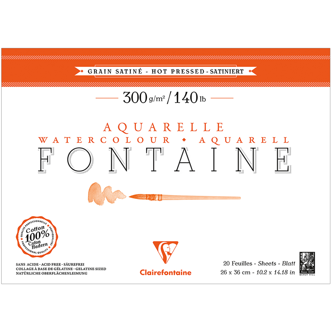 Clairefontaine Fontaine Akvarellblock HPx36 cm 300g | Papper & Block - Konstnärsblock - Akvarellblock | HobbyPyssel