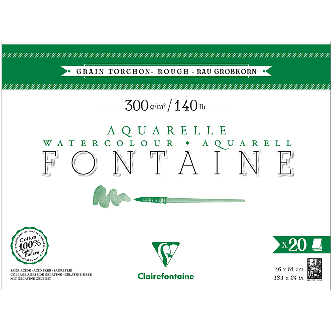 Clairefontaine Fontaine Akvarellblock Rough 46x61 cm 300g | Papper & Block - Konstnärsblock - Akvarellblock | HobbyPyssel