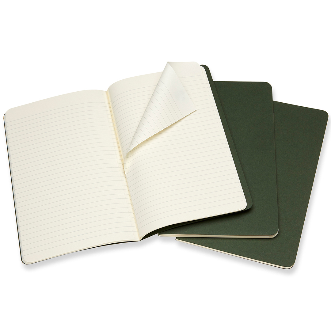 Cahier Notebook Large Green Linjerad
