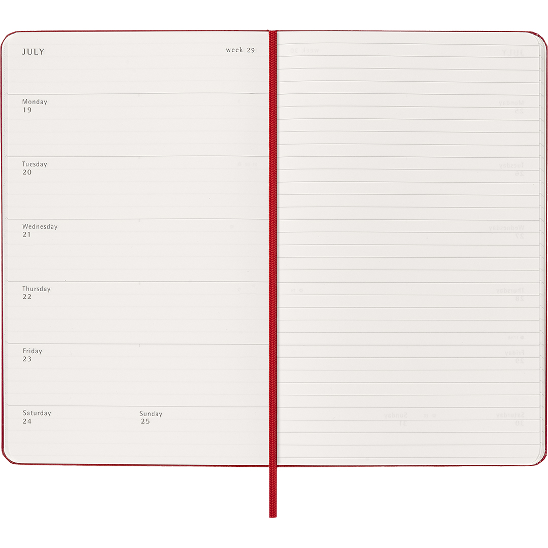Kalender 18M WeekNote Hard Cover Large Red