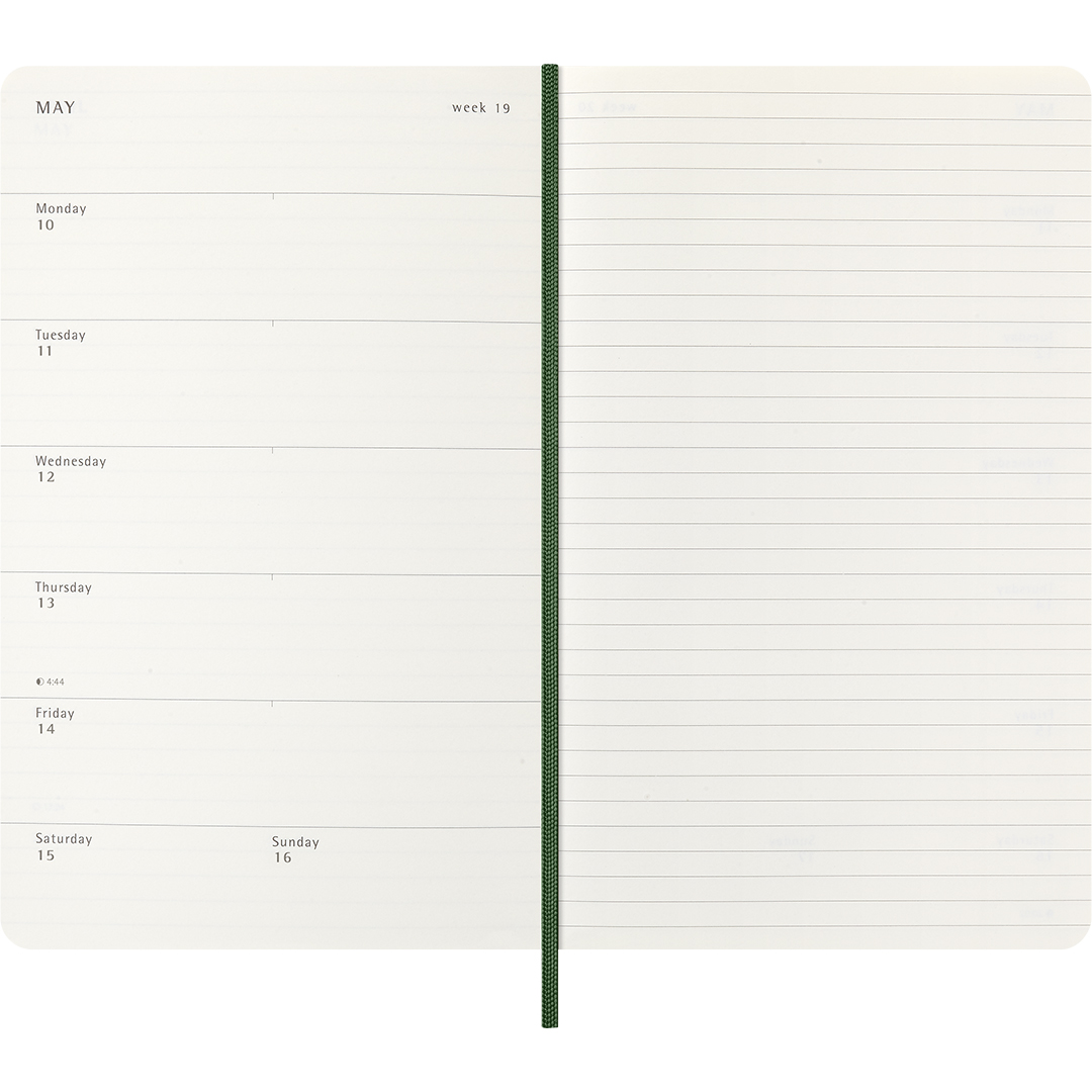 Kalender 18M WeekNote Soft Cover Large Myrtle Green