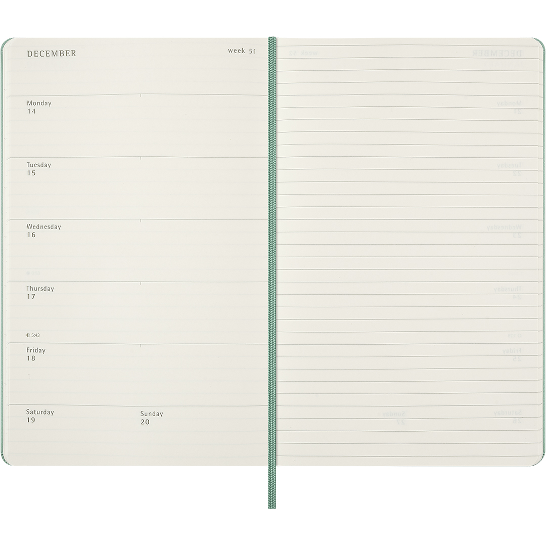 Kalender 18M WeekNote Hard Cover Large Sage Green
