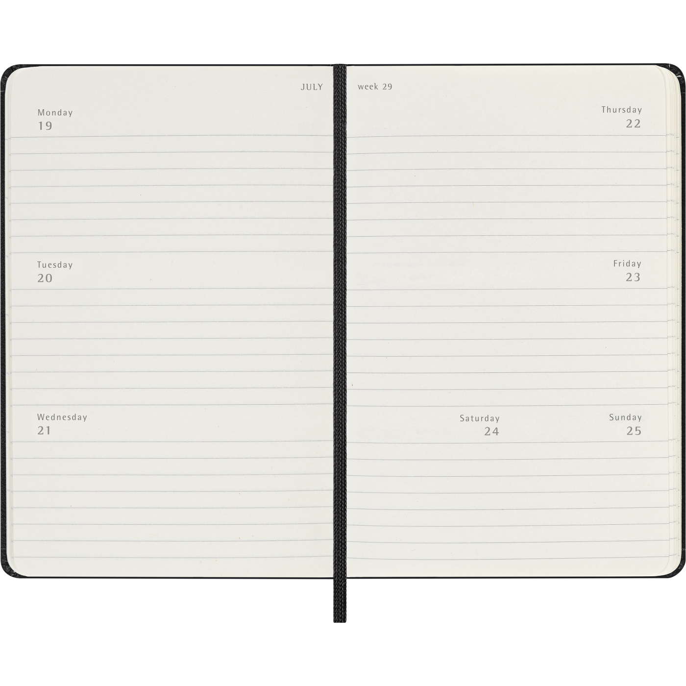 Kalender 12M Weekly Horizontal 2027 Hardcover Pocket Black