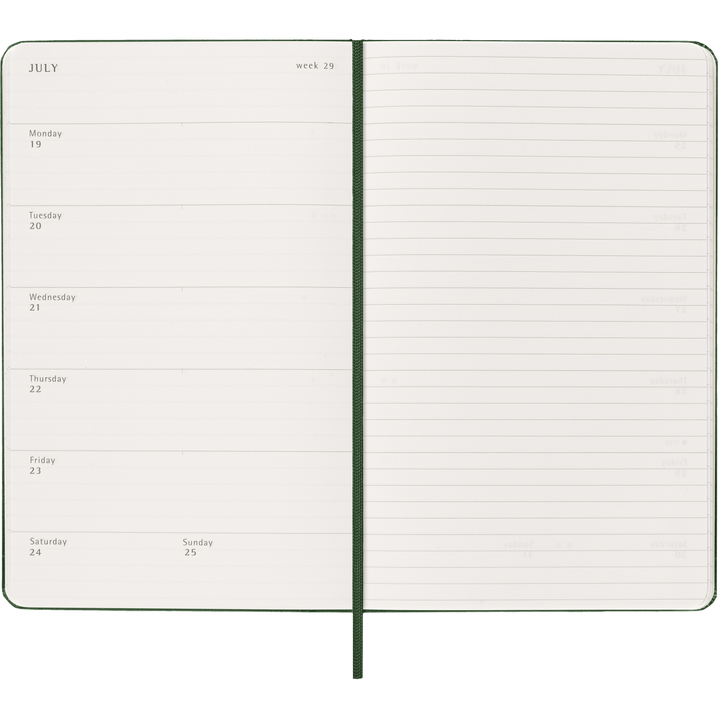 Kalender 12M Weekly Notebook 2027 Hardcover Large Myrtle Green