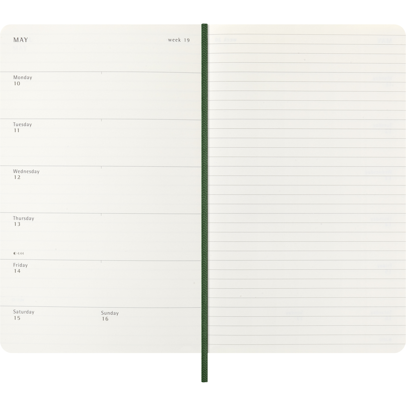 Kalender 12M Weekly Notebook 2027 Softcover Large Myrtle Green