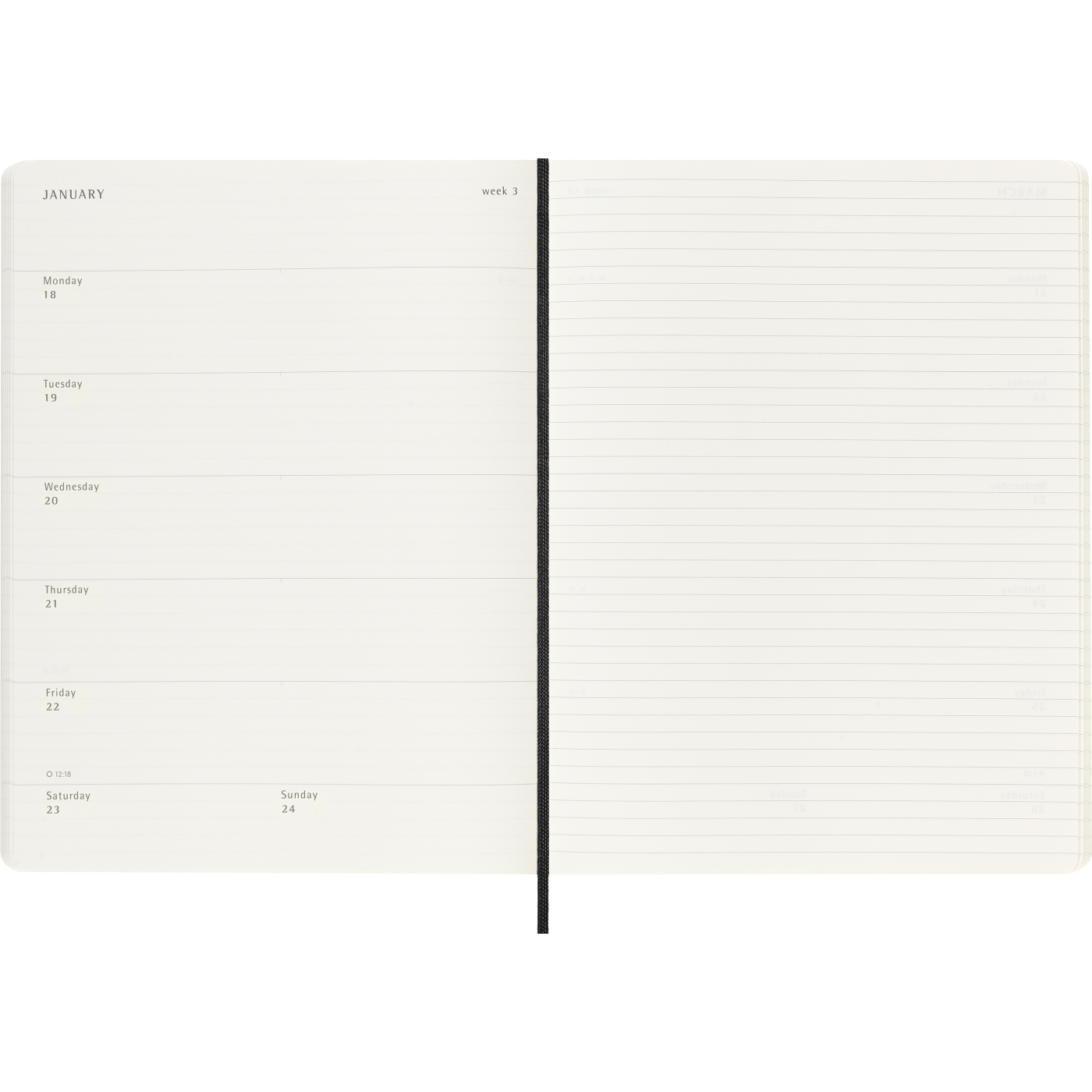 Kalender 12M Weekly Notebook 2027 Softcover XL Black