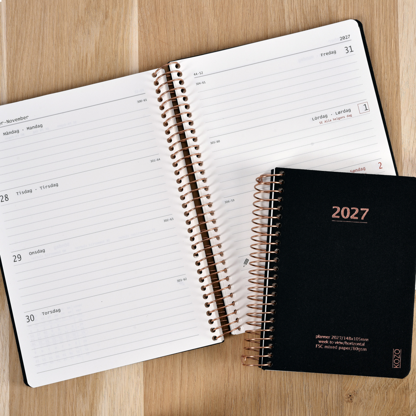 Kalender 2027 A5 Weekly Black