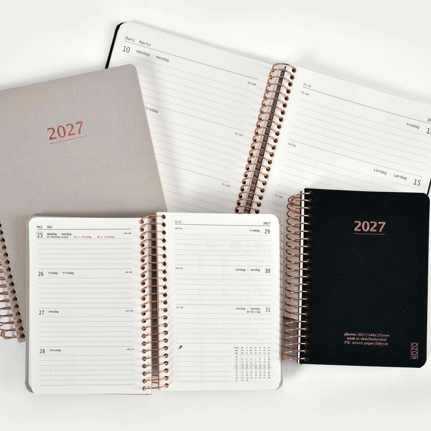 Kalender 2027 A6 Weekly Berry