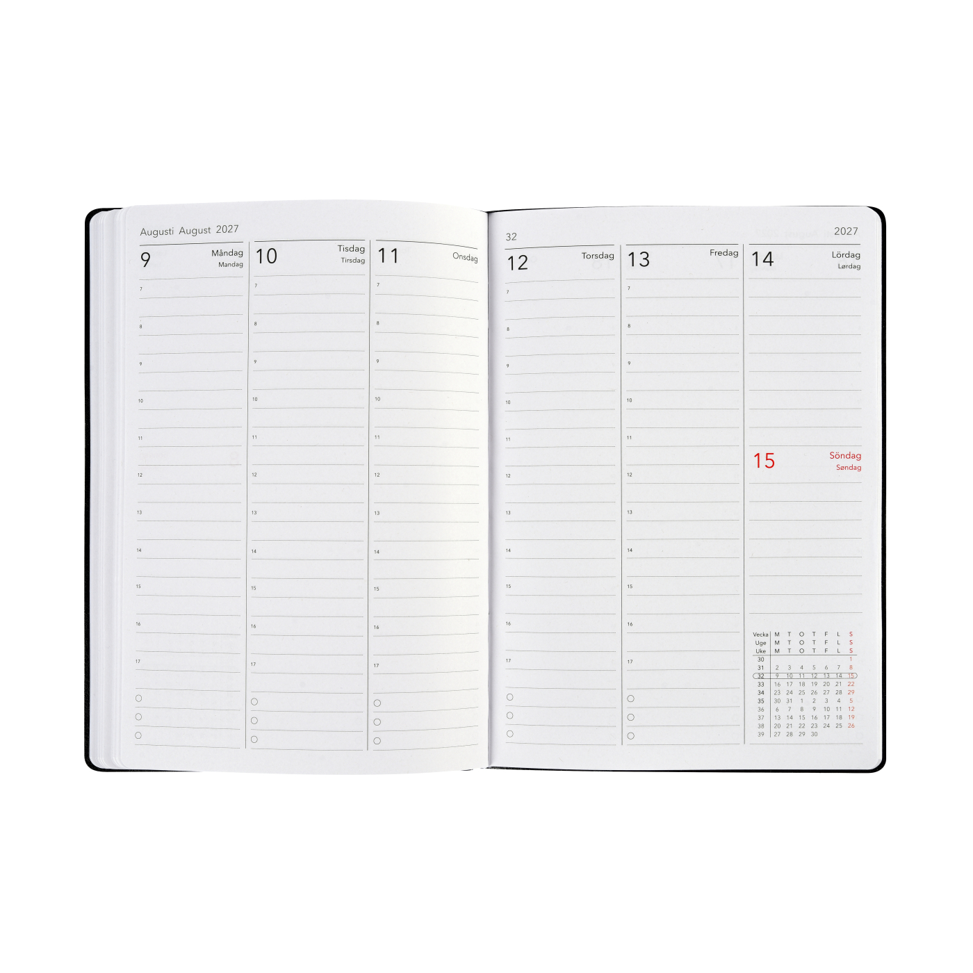 Kalender Björn 2027 A5 Weekly Vertikal Svart