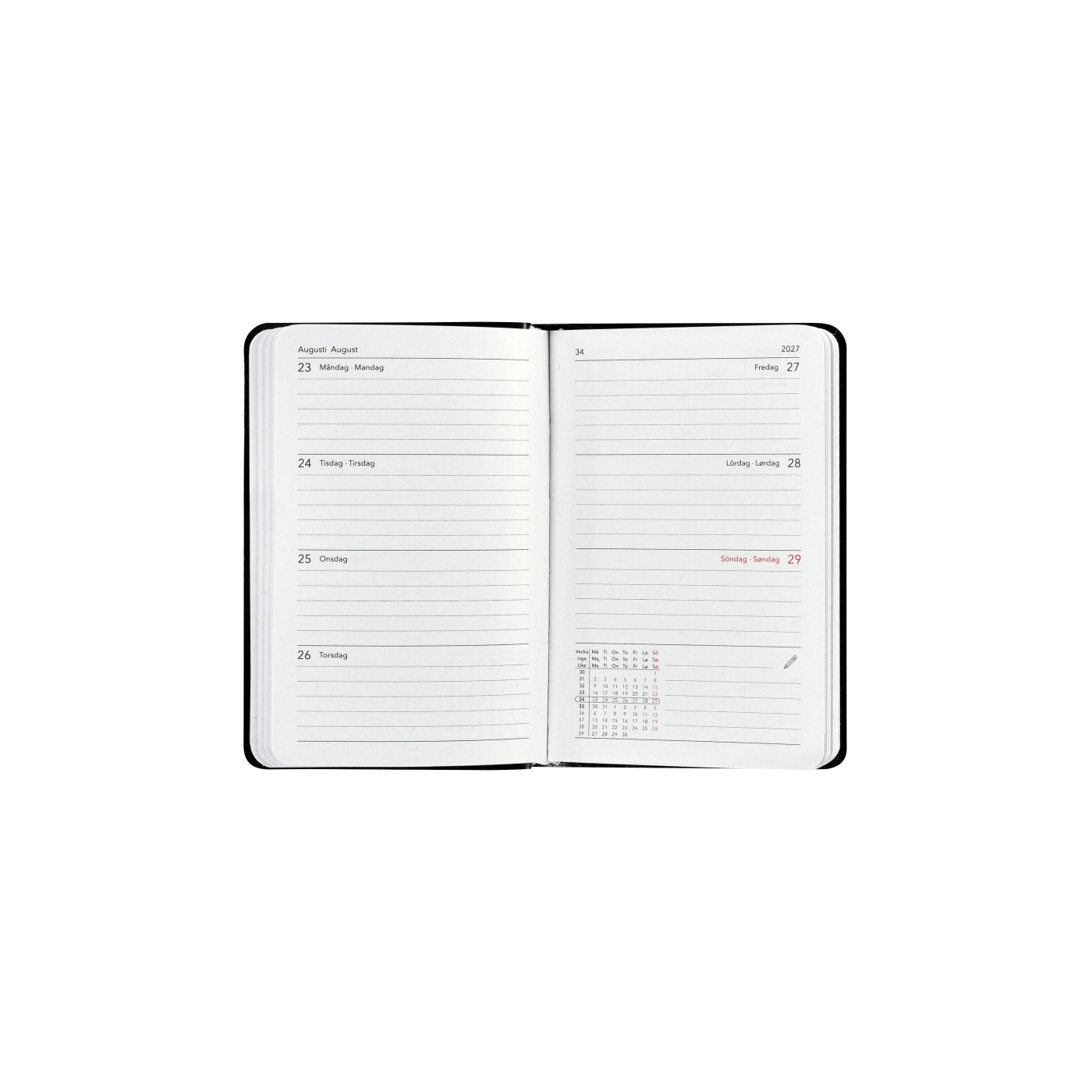 Kalender Björn 2027 Mini Weekly Horisontell Svart