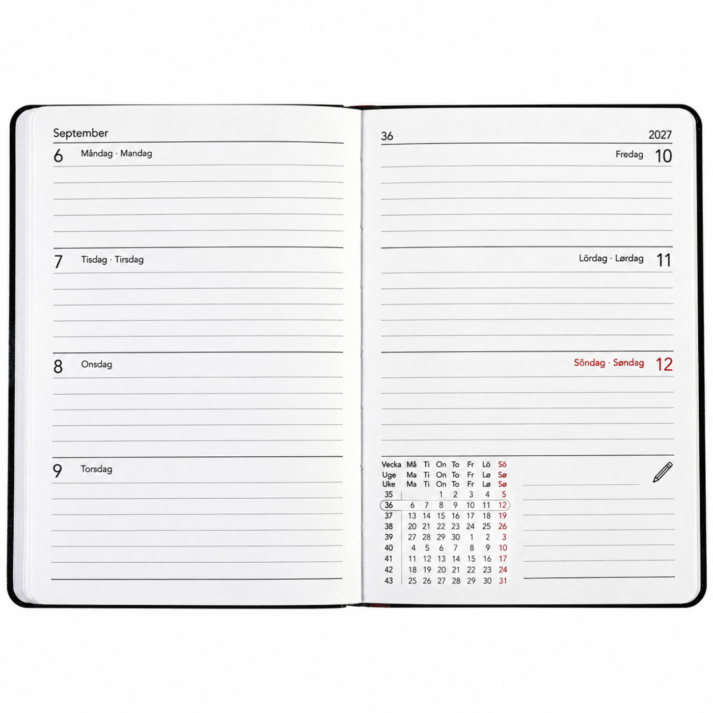 Kalender Björn 2027 A5 Weekly Horisontell Kastanjebrun