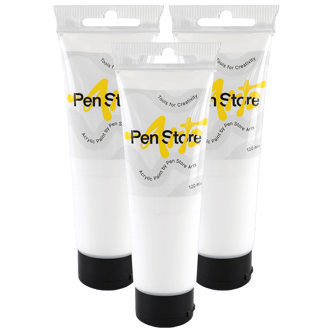 Pen Store Arts Akrylfärg 120 ml 3-pack Titanium white