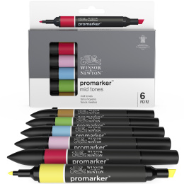 Promarker 6-set Mid tones i gruppen Pennor / Konstnärspennor / Illustrationsmarkers hos Pen Store (100542)