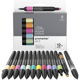 Promarker 12-set + blender (Set 2) i gruppen Pennor / Konstnärspennor / Illustrationsmarkers hos Pen Store (100545)