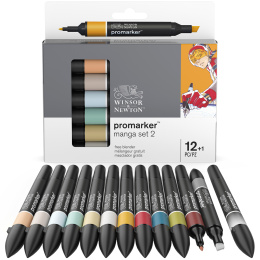 Promarker 12-set + blender (Manga set 2) i gruppen Pennor / Konstnärspennor / Illustrationsmarkers hos Pen Store (100559)