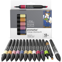 Promarker 12-set + blender (Manga Steampunk) i gruppen Pennor / Konstnärspennor / Illustrationsmarkers hos Pen Store (100562)
