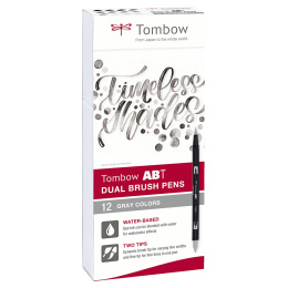 ABT Dual Brush pen 12-set Grey i gruppen Pennor / Konstnärspennor / Penselpennor hos Pen Store (101093)