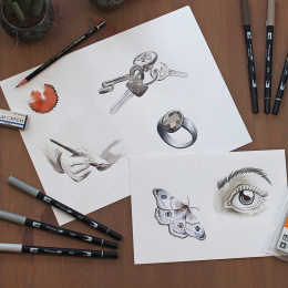 ABT Dual Brush pen 12-set Grey i gruppen Pennor / Konstnärspennor / Penselpennor hos Pen Store (101093)