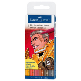 PITT Artist Brush 6-set Manga Shonen i gruppen Pennor / Konstnärspennor / Tuschpennor hos Pen Store (105148)