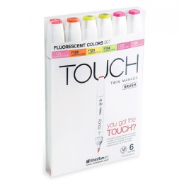 Twin Brush Marker 6-set Neon Fluorescent i gruppen Pennor / Konstnärspennor / Penselpennor hos Pen Store (105852)