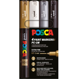 Posca PC-1MC Metallic 4-set i gruppen Pennor / Konstnärspennor / Illustrationsmarkers hos Pen Store (110420)
