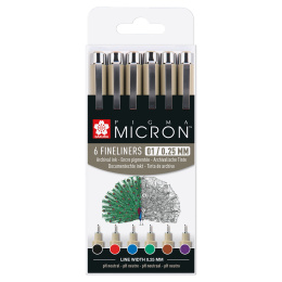 Pigma Micron Fineliner 6-set 01 Basic Colours i gruppen Pennor / Skriva / Fineliners hos Pen Store (125575)
