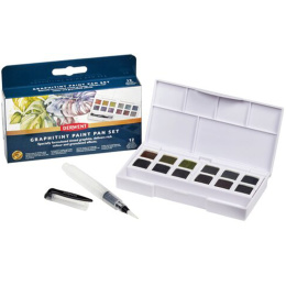Graphitint Paint Pan 12-set halvkoppar i gruppen Konstnärsmaterial / Konstnärsfärger / Akvarellfärg / Akvarellfärg i kopp hos Pen Store (128194)