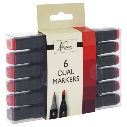 Dual-tip Marker 6-set Röda i gruppen Pennor / Konstnärspennor / Tuschpennor hos Pen Store (128524)