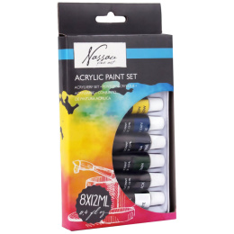 Akrylfärg 12 ml 8-set i gruppen Konstnärsmaterial / Konstnärsfärger / Akrylfärg hos Pen Store (128543)