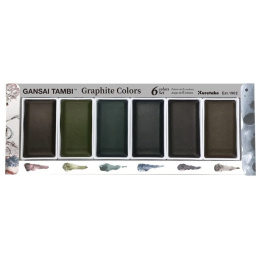 Gansai Tambi Akvarell 6-set Graphite Colors i gruppen Konstnärsmaterial / Konstnärsfärger / Akvarellfärg / Akvarellfärg i kopp hos Pen Store (128725)