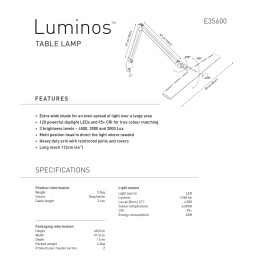 Luminos Table Lamp i gruppen Skapande & Hobby / Hobbytillbehör / Belysning hos Pen Store (129122)