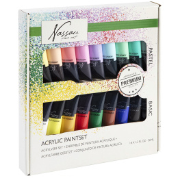 Akrylfärg Bright & Pastel 18-set i gruppen Konstnärsmaterial / Konstnärsfärger / Akrylfärg hos Pen Store (129362)