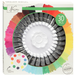 Akrylfärg 12ml 30-set + palett i gruppen Konstnärsmaterial / Konstnärsfärger / Akrylfärg hos Pen Store (129364)