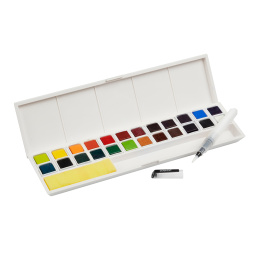 Inktense Akvarellfärg Studio 24-set halvkoppar i gruppen Konstnärsmaterial / Färger / Akvarellfärg hos Pen Store (129546)