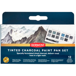 Tinted Charcoal Paint Pan 12-set halvkoppar i gruppen Konstnärsmaterial / Konstnärsfärger / Akvarellfärg / Akvarellfärg i kopp hos Pen Store (129568)