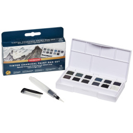 Tinted Charcoal Paint Pan 12-set halvkoppar i gruppen Konstnärsmaterial / Konstnärsfärger / Akvarellfärg / Akvarellfärg i kopp hos Pen Store (129568)