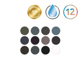 Tinted Charcoal Paint Pan 12-set halvkoppar i gruppen Konstnärsmaterial / Konstnärsfärger / Akvarellfärg / Akvarellfärg i kopp hos Pen Store (129568)