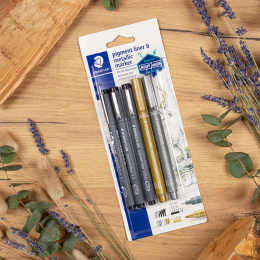 Pigment Liner + Metallic pen 5-pack i gruppen Skapande & Hobby / Kalligrafi / Letteringset hos Pen Store (131923)
