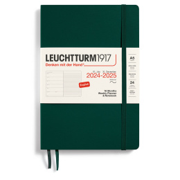 Kalender 18M Weekly Planner & Notebook Soft Cover A5 Forest Green i gruppen Papper & Block / Kalendrar och almanackor / 18-månaderskalendrar hos Pen Store (132574)