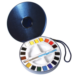 Akvarellfärg Travel set Tin 18 ½ - koppar i gruppen Konstnärsmaterial / Konstnärsfärger / Akvarellfärg / Akvarellfärg i kopp hos Pen Store (132937)