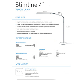 Slimline 4 Floor Lamp Brushed Steel i gruppen Skapande & Hobby / Hobbytillbehör / Belysning hos Pen Store (134054)