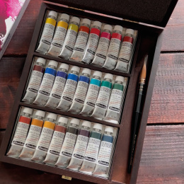 Horadam Aquarell Wooden Box 24x15 ml i gruppen Konstnärsmaterial / Konstnärsfärger / Akvarellfärg hos Pen Store (134340)