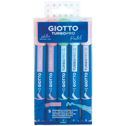 Turbo Pro Dual Tip Marker Pen 5-set Pastel i gruppen Pennor / Konstnärspennor / Akvarellmarkers hos Pen Store (135470)