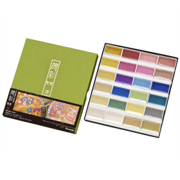 Gansai Tambi Akvarell 24-set Metallic i gruppen Konstnärsmaterial / Konstnärsfärger / Akvarellfärg / Akvarellfärg i kopp hos Pen Store (135536)