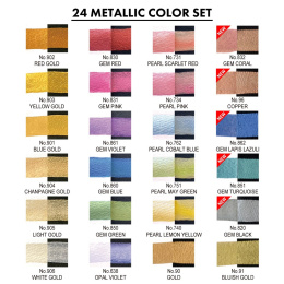 Gansai Tambi Akvarell 24-set Metallic i gruppen Konstnärsmaterial / Konstnärsfärger / Akvarellfärg / Akvarellfärg i kopp hos Pen Store (135536)