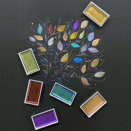 Gansai Tambi Akvarell 24-set Metallic 2 i gruppen Konstnärsmaterial / Konstnärsfärger / Akvarellfärg / Akvarellfärg i kopp hos Pen Store (135538)