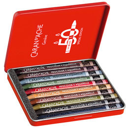 Neocolor II Aquarelle 50 Years Dark 10-set i gruppen Konstnärsmaterial / Konstnärsfärger / Pastell / Vaxpasteller hos Pen Store (135632)