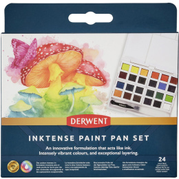 Inktense Akvarellfärg 24-set halvkoppar i gruppen Konstnärsmaterial / Konstnärsfärger / Akvarellfärg / Akvarellfärg i kopp hos Pen Store (135795)
