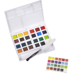 Inktense Akvarellfärg 24-set halvkoppar i gruppen Konstnärsmaterial / Konstnärsfärger / Akvarellfärg / Akvarellfärg i kopp hos Pen Store (135795)